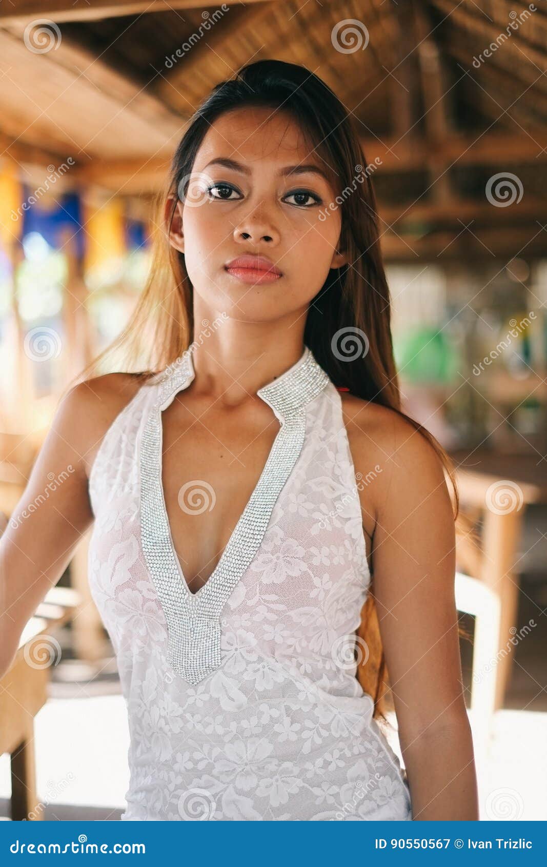 Portrait Of A Beautiful Asian Girl On Summer Vacation Stock Image