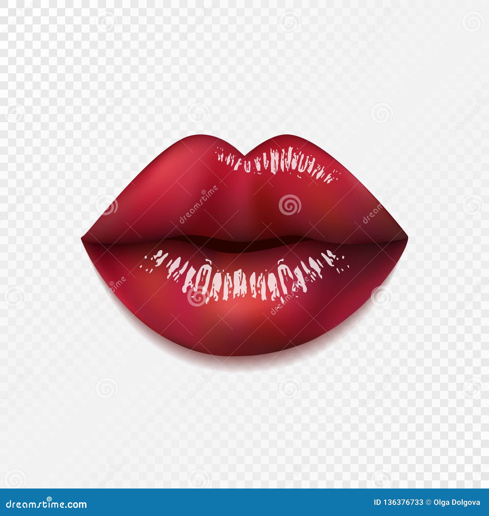 Red 3D Lips On Transparent Background Stock Vector ...