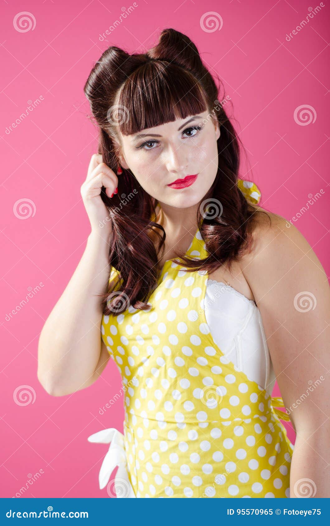 Redhead pinup girl stock image. Image of brown, gloss - 95570965