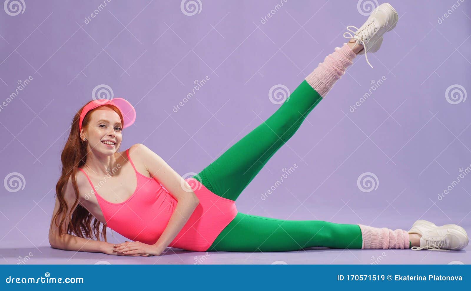 Redhead Woman Aerobic Exercises in Sports Clothing Stock Image Image of aerobics, bodysuit: 170571519