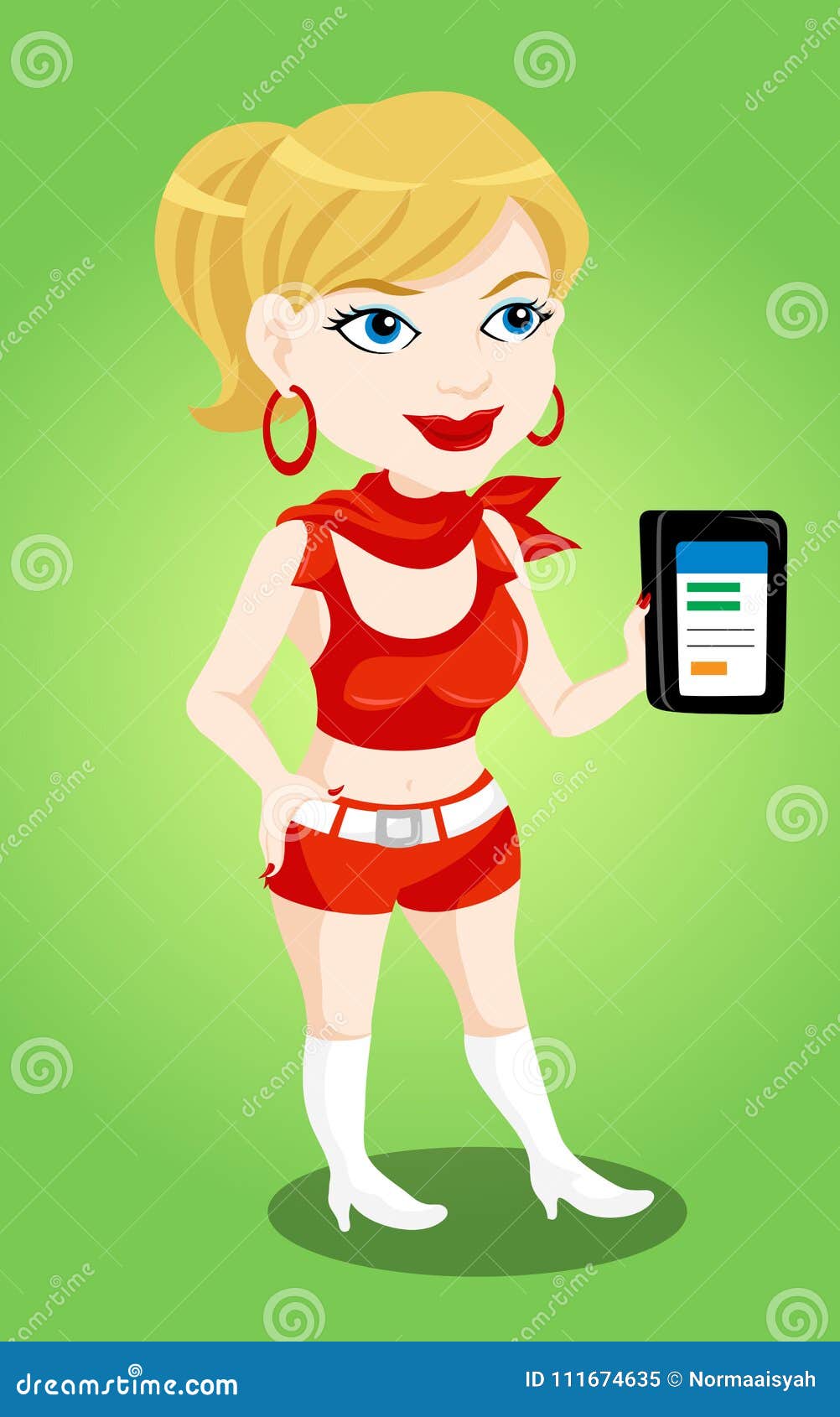 Sales Woman with Smartphone Vector Illustration Character Stock  Illustration - Illustration of calculator, shopping: 111674635