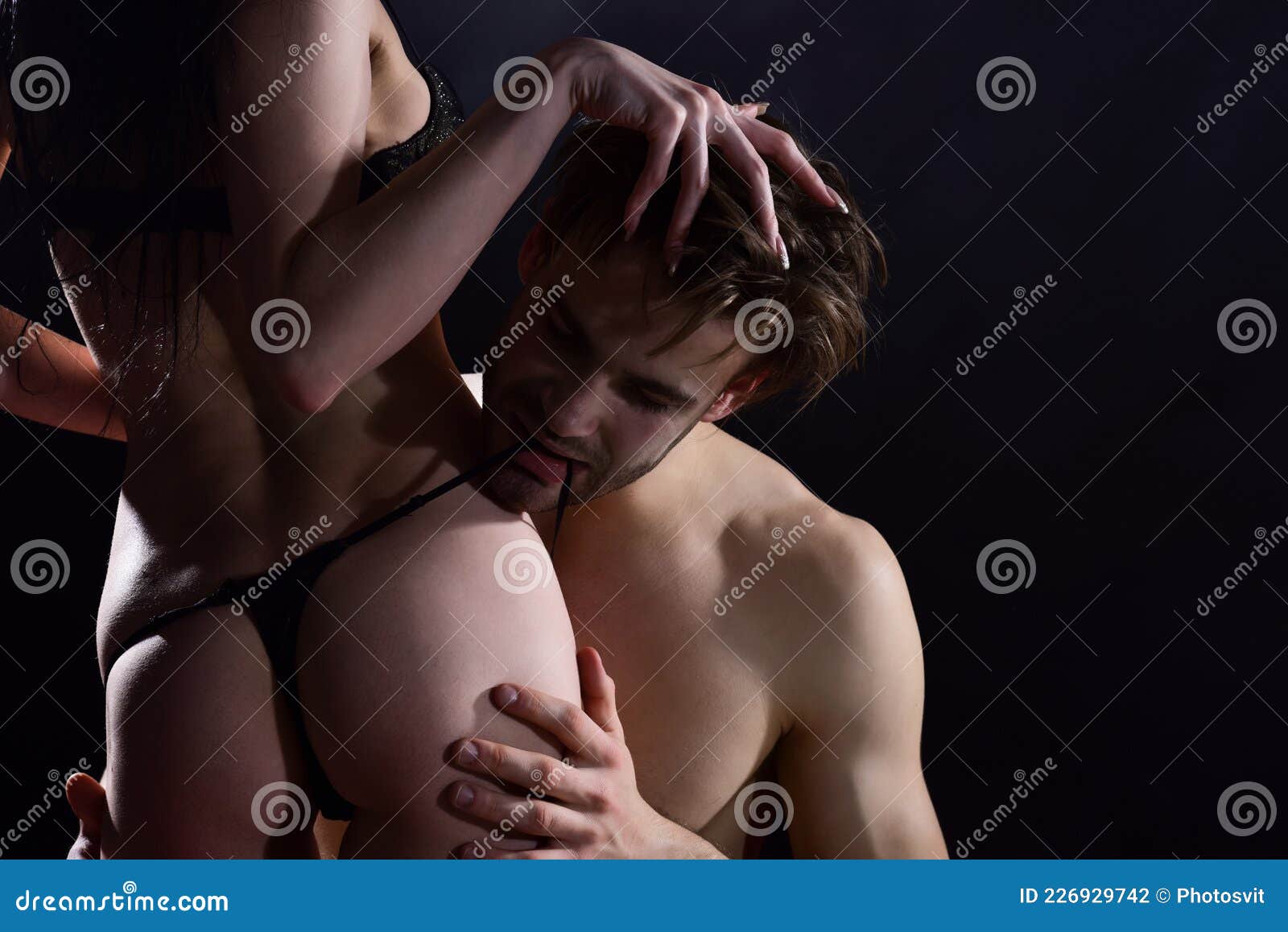 Sensual Couple in Love of Naked Man and Woman Having Oral Sex Erotic Games, Couple in Love Stock Photo image