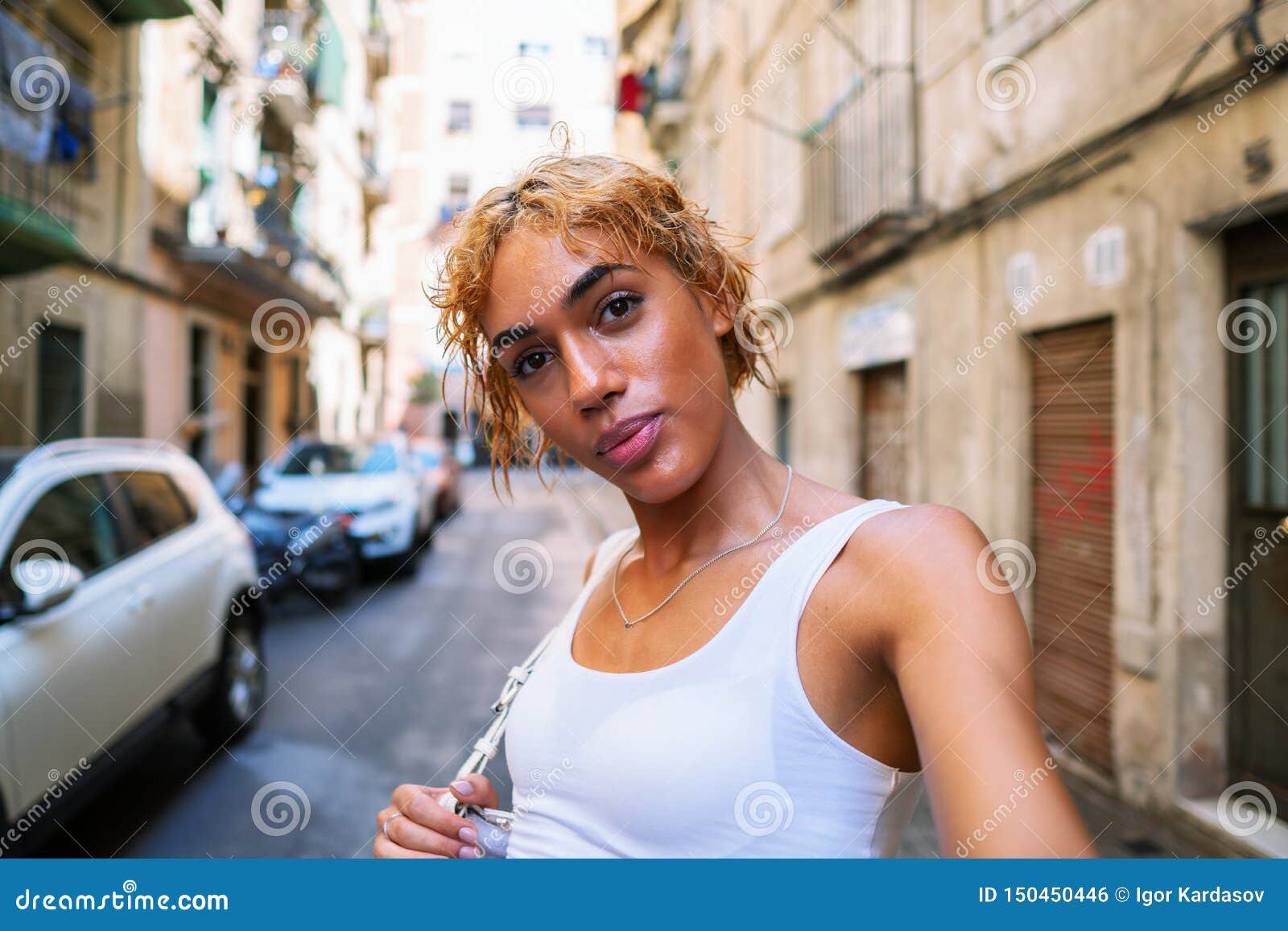 Shemale Woman Posing and Doing Selfie Stock Photo - Image of shemale, slim:  150450446
