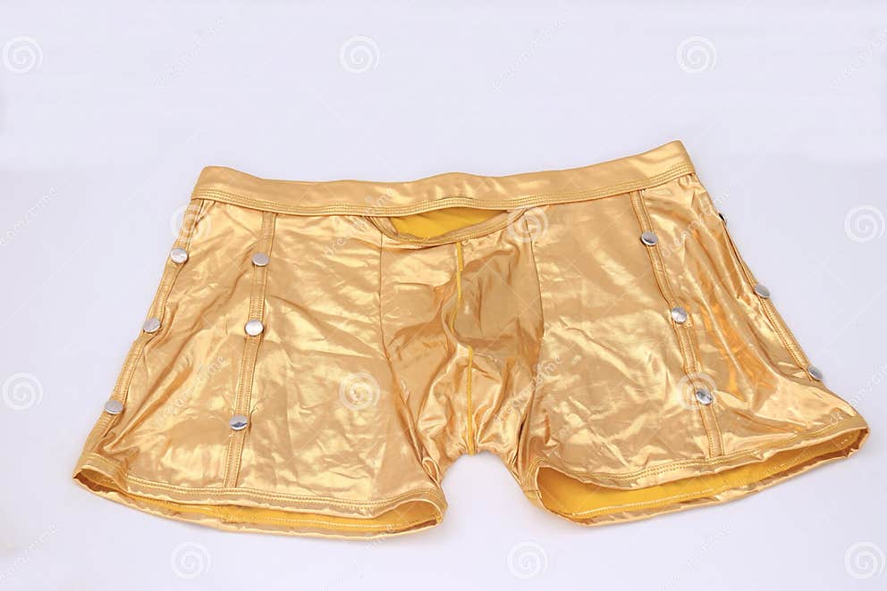 Shiny Gold Metallic Male Underwear Boxers Isolated on White Background ...