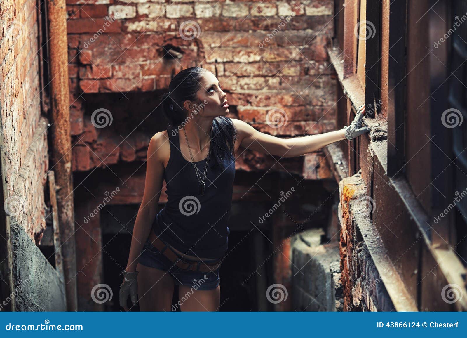 Soldier Woman on Factory Ruins Stock Photo - Image of fashion, female ...