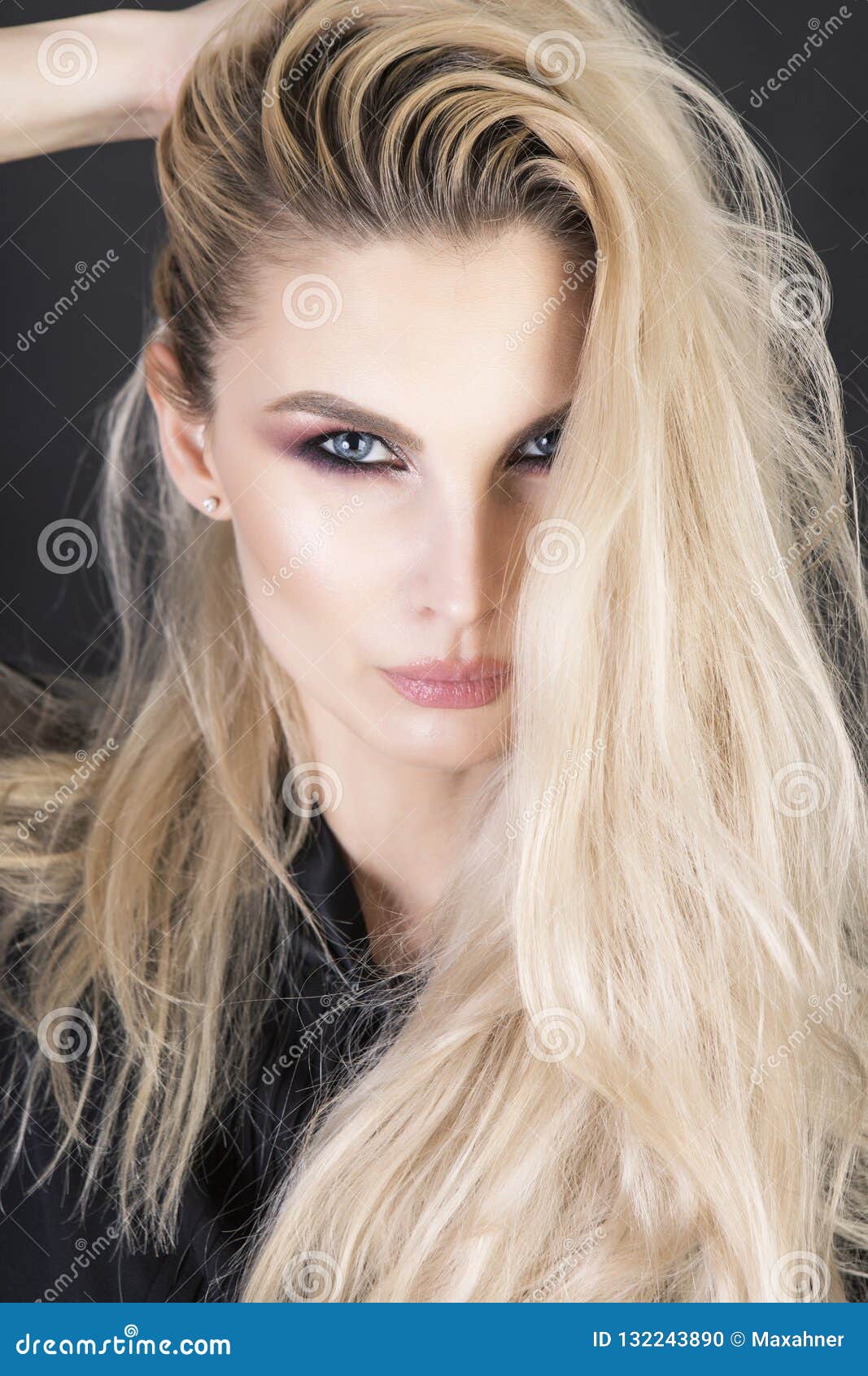 Strong Looking Professional Model with Messy Hairstyle Stock Photo - Image  of face, beautiful: 132243890