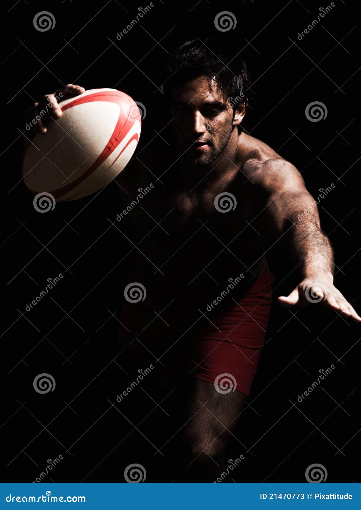 topless rugby man scoring touchdown