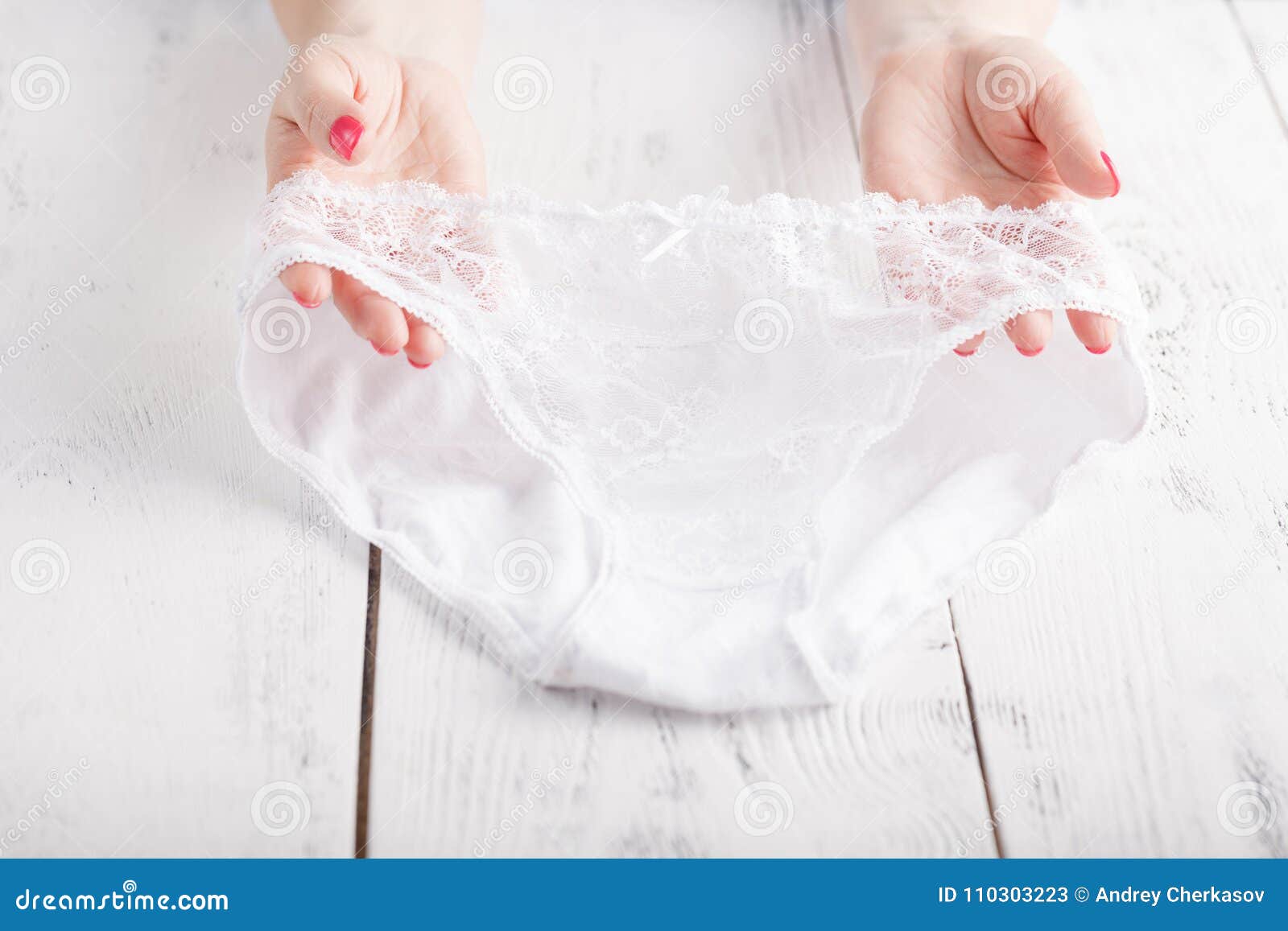 Transparent Panties on White Background in Female Hands Stock Image ...