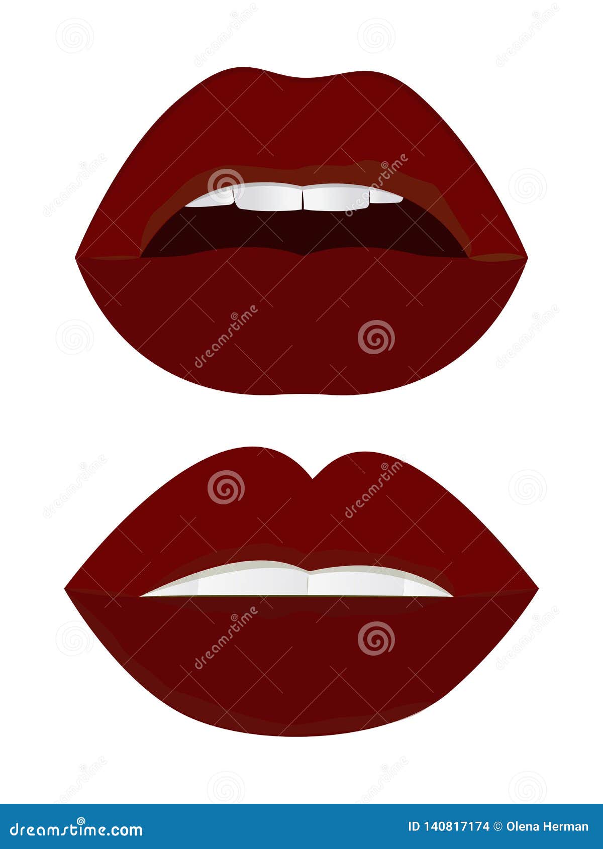 Sexy vrouwelijke matte rode lippen Erotische open mond Vector illustratie