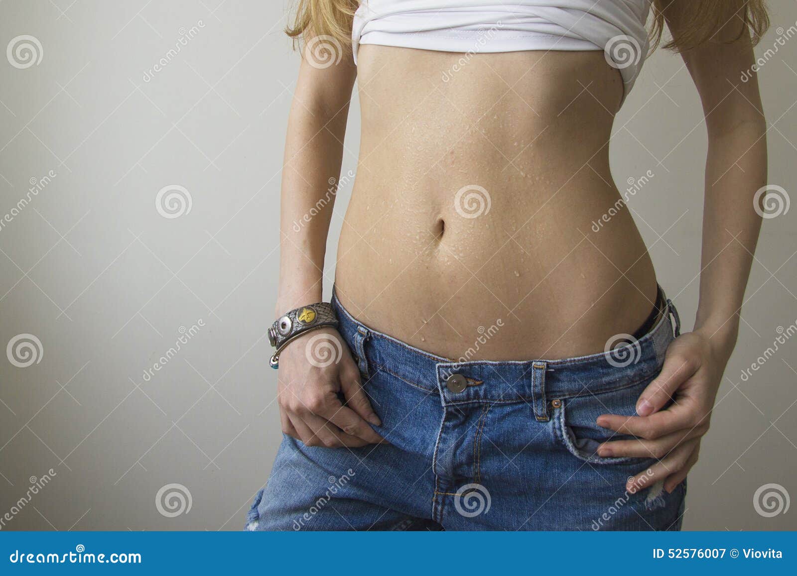 Wet Stomach In Jeans Stock Image Image Of Dieting Shirt 52576007