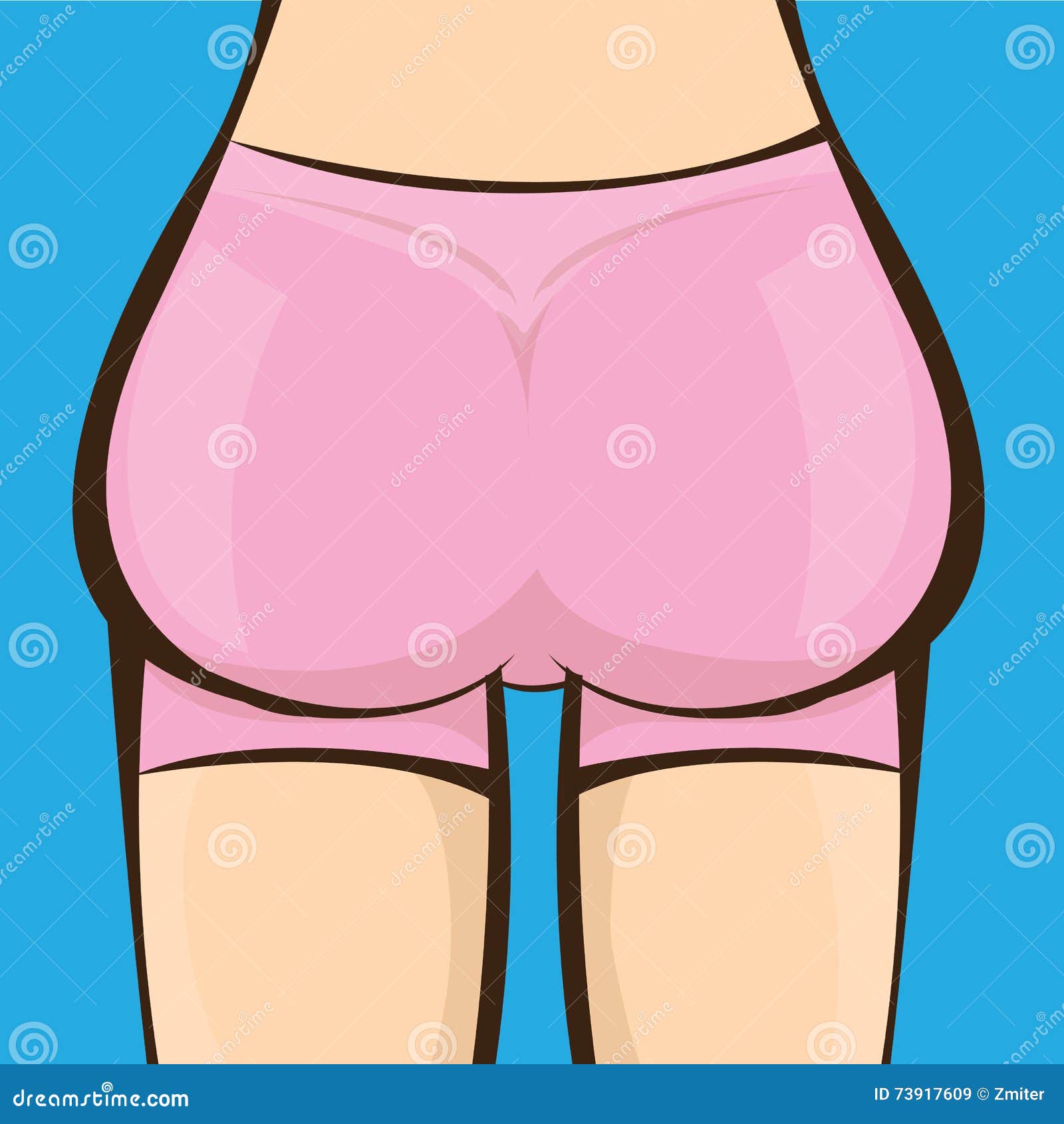 Woman Big Booty. Vector Girl in Bikini Stock Vector - Illustration