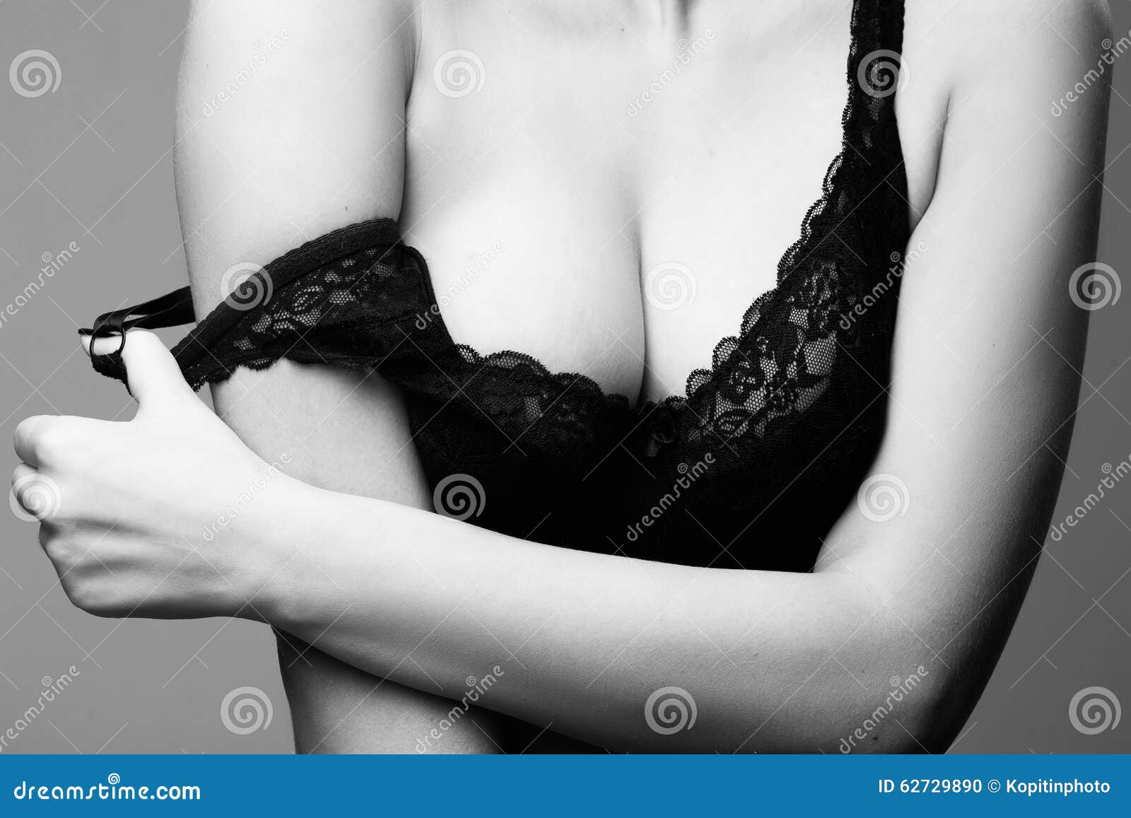 Woman with Big Breasts in Black Bra Stock Photo - Image of boobies, female:  62729890