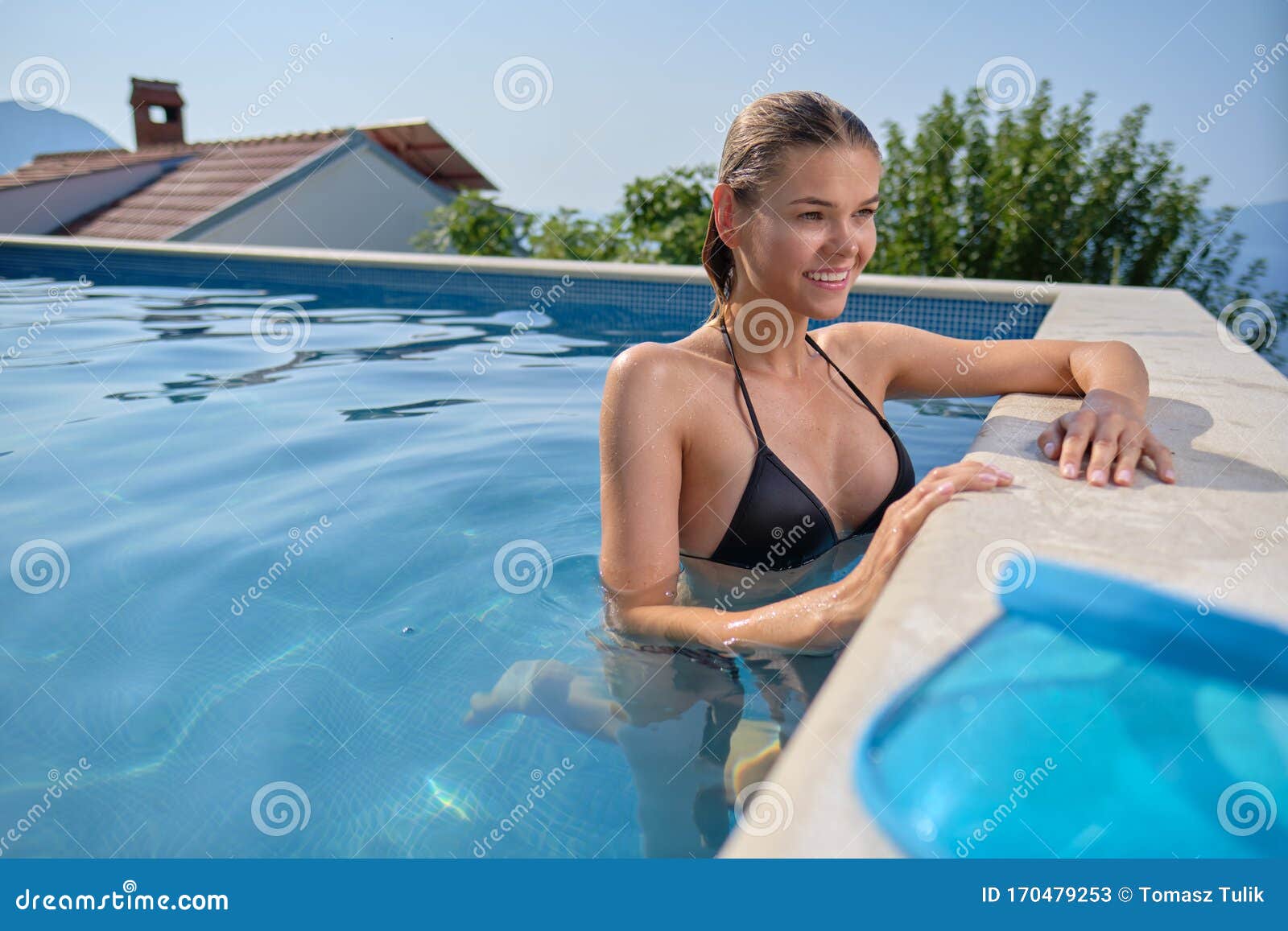 Beautiful Woman With Sexy Body By The Pool Stock Photo, Picture and Royalty  Free Image. Image 54061395.