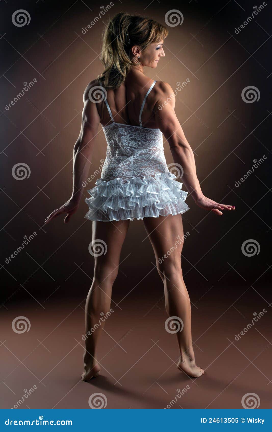 Woman Body Builder Undress Her Ballet Dress Stock Image Image of