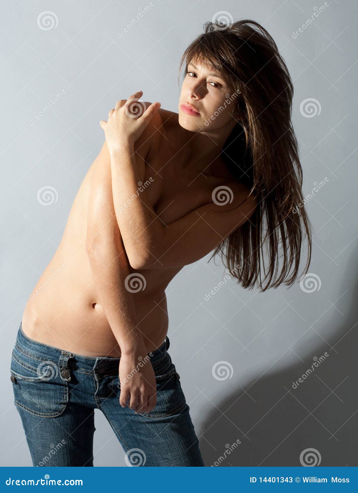 Woman Covering Bare Chest stock image. Image of sassy - 14401343