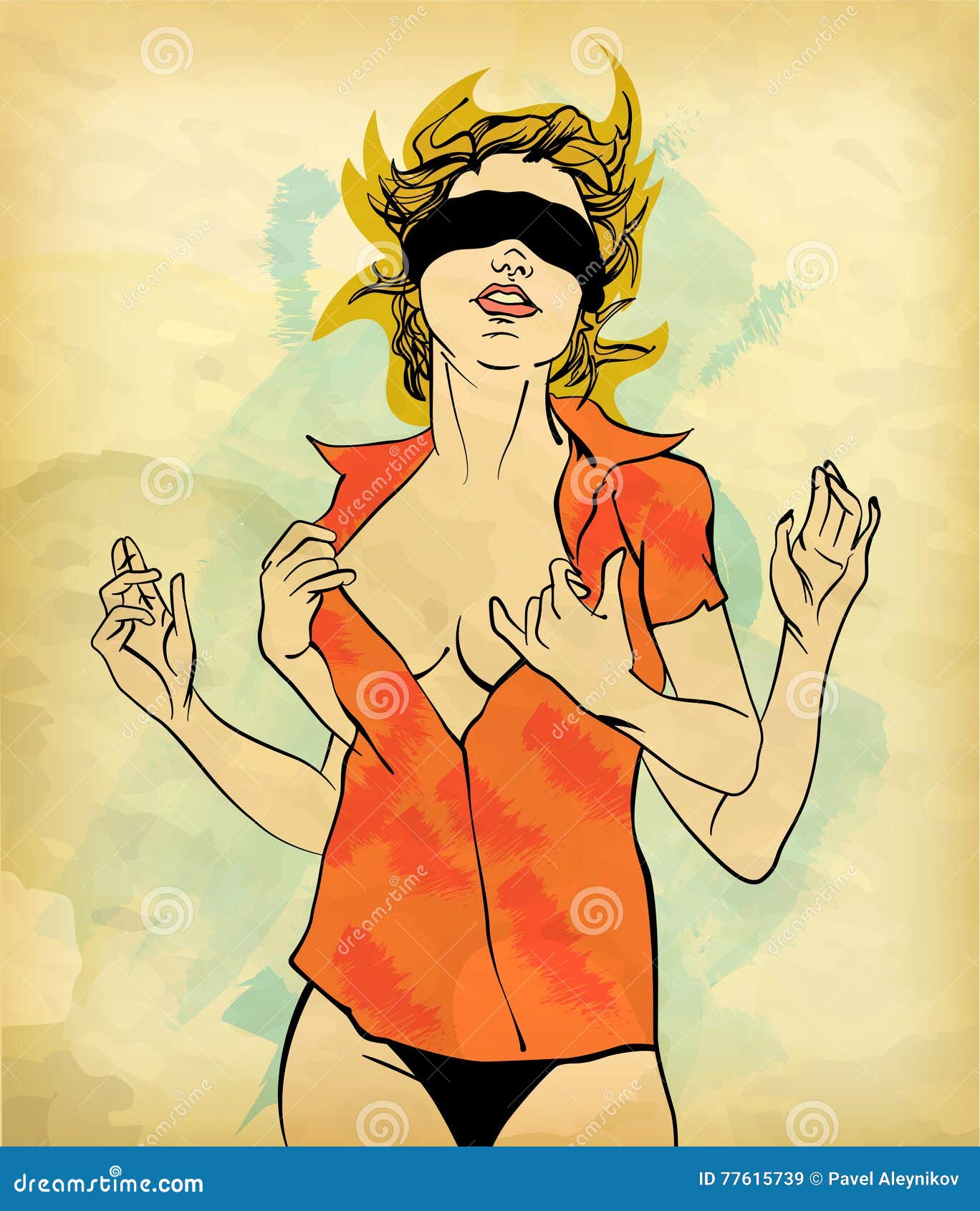 Blindfolded girl pop art Royalty Free Vector Image