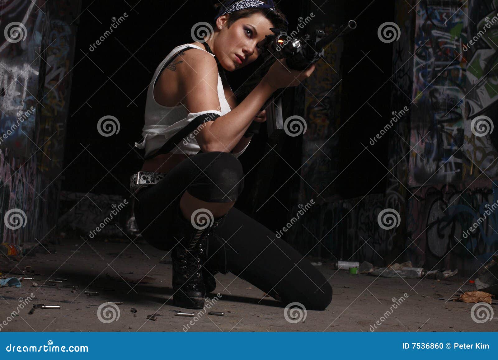 Woman with a gun. stock photo. Image of caucasian, crime - 7536860