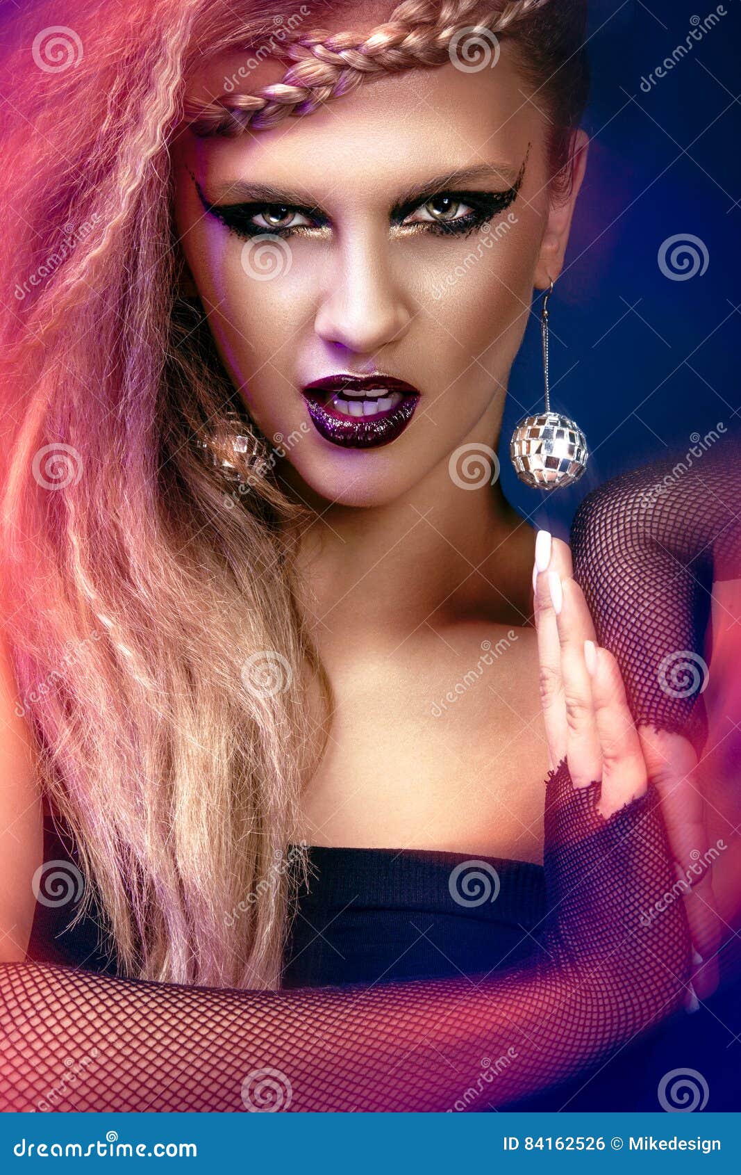 Woman with Haircut and Art Makeup is Dancing Disco 80 Style Party Dance Night  Club Stock Photo  Image of nightclub nightlife 84162526