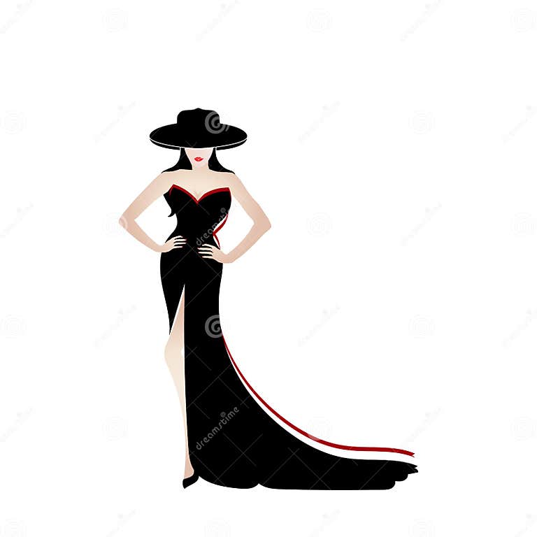 Woman with Halloween Fation, Lady in Blak Stock Vector - Illustration ...