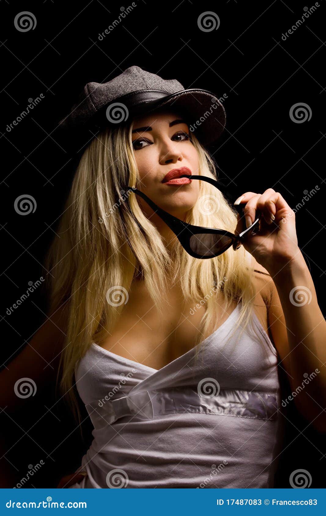 Woman With Hat And Sunglasses Stock Image Image Of