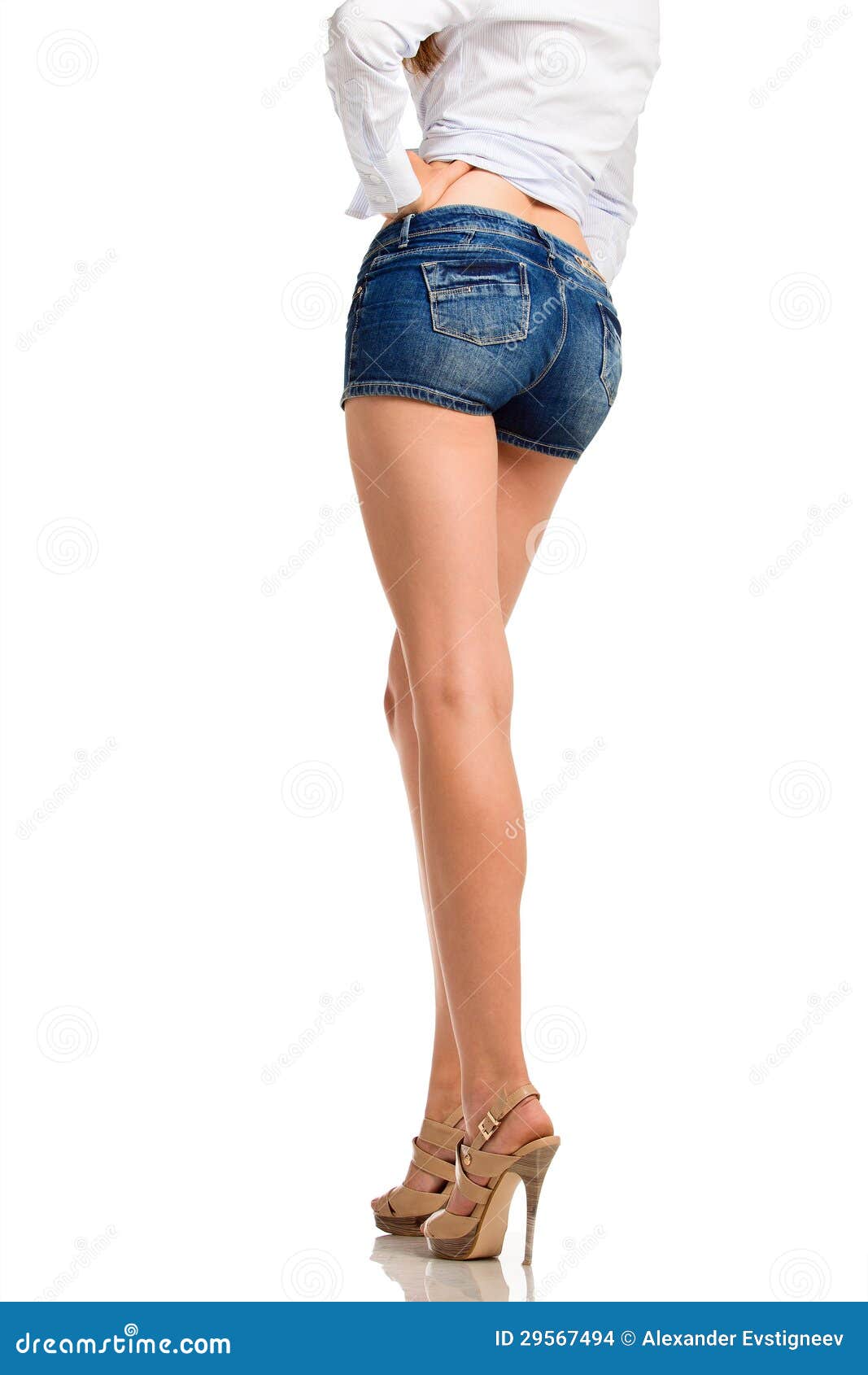 baggrund samtidig Sammenlignelig Woman Legs in Jean Shorts, Isolated on White Background Stock Photo - Image  of close, high: 29567494