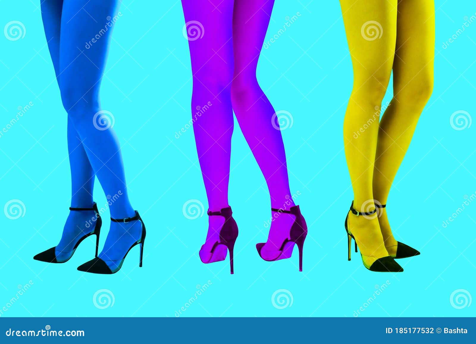 Woman Legs in Neon Tights and Shoes with High Heels Over Acid Color  Background. Webpunk, Vaporwave and Surreal Art Stock Photo - Image of  gorgeous, funky: 185177532