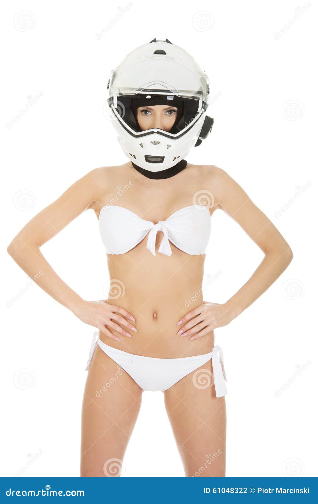 Woman With Motorcycle Helmet Stock Photo Image Of Body Glamor 61048322