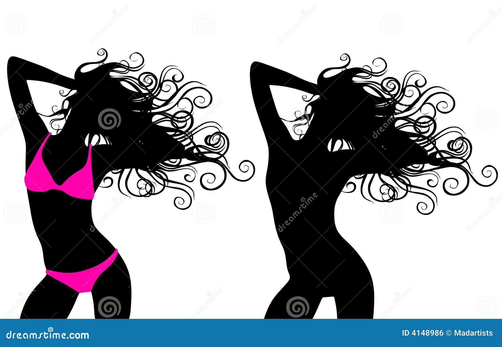 Monochrome Silhouette Of Woman With Swimsuit Bra And Top Knot In Chest  Vector Illustration. Royalty Free SVG, Cliparts, Vectors, and Stock  Illustration. Image 76185030.