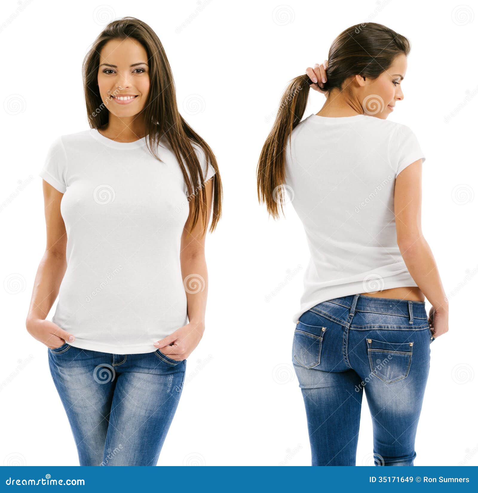 Woman Posing With Blank White Shirt Royalty Free Stock