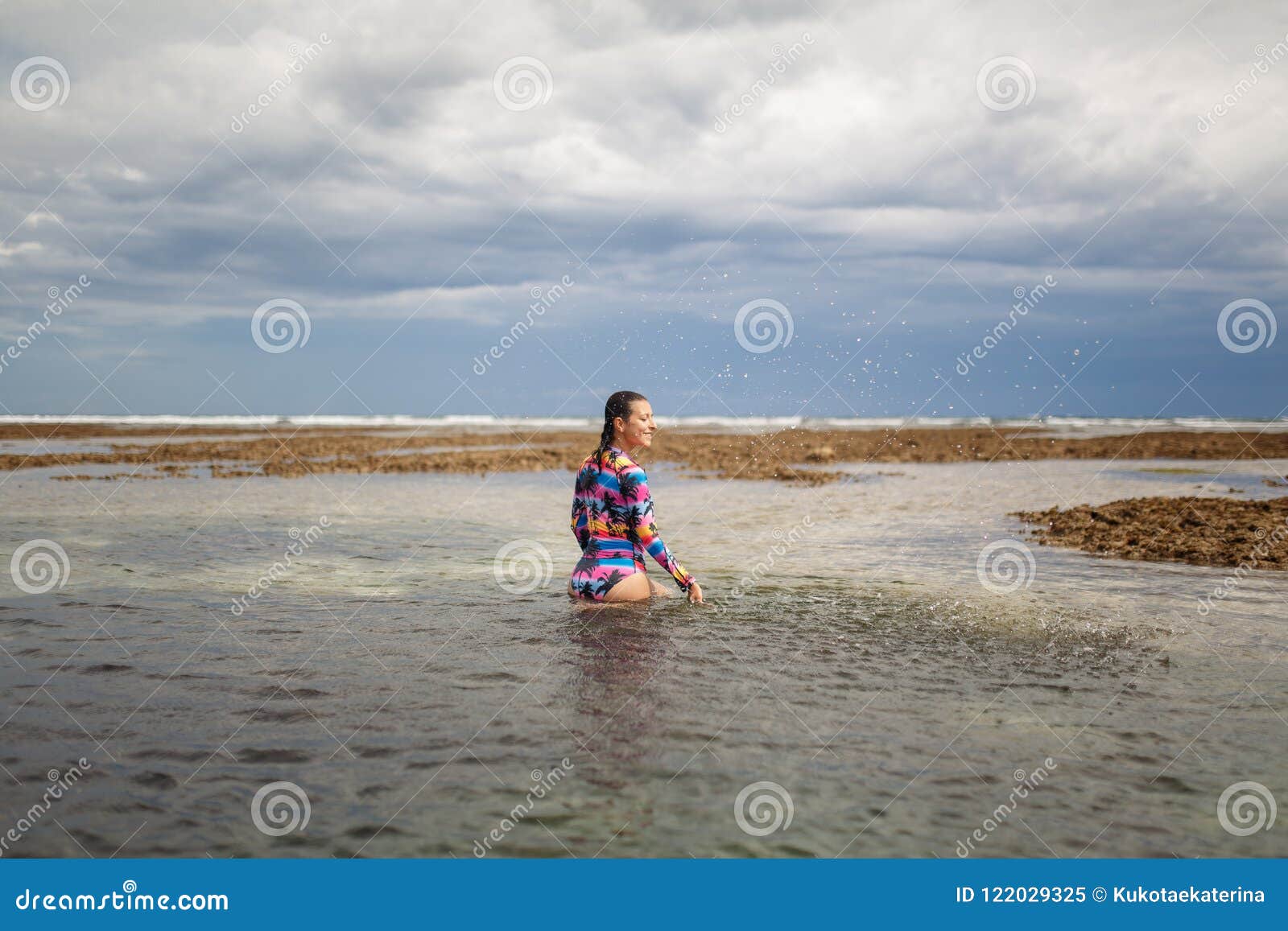 Woman Posing At Ocean Beach Stock Image Image Of Slim Lady 122029325 
