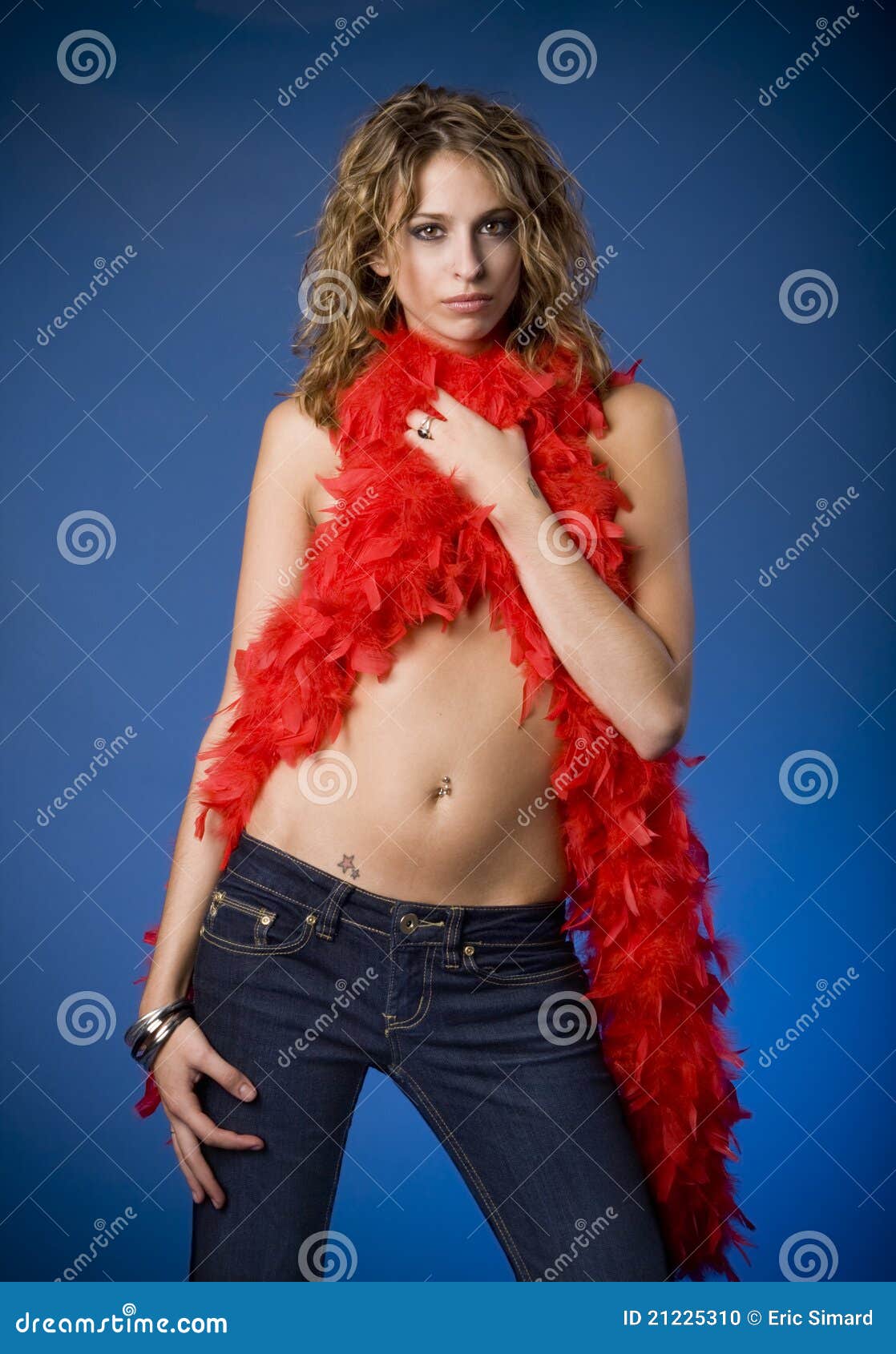 Woman with Red Feather Boa stock photo. Image of holding 21225310