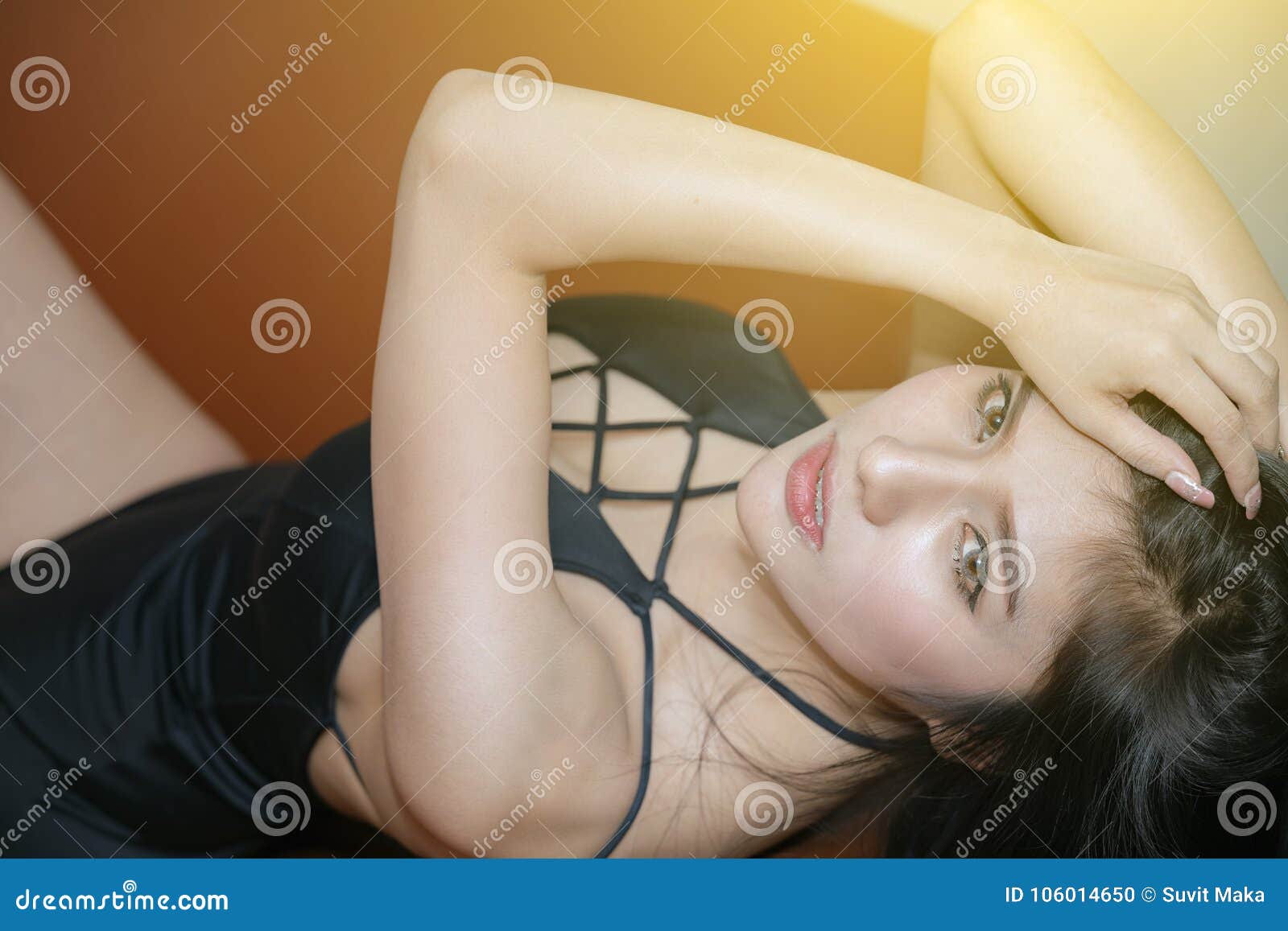 Beautiful Sexy Lady In Panties And Bra Lying On The Bed. Portrait Of  Fashion Model Girl Indoors. Beauty Woman With Attractive Body In Lingerie  Stock Photo, Picture and Royalty Free Image. Image