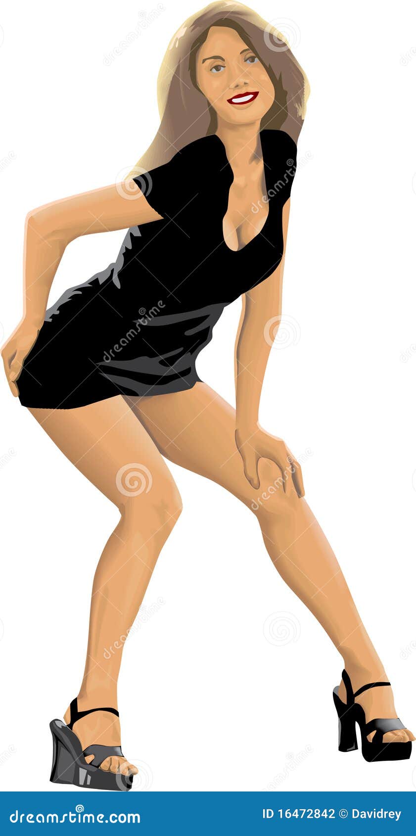 Woman In A Short Black Dress Stock Vector Illustration Of Dress Cartoon 16472842
