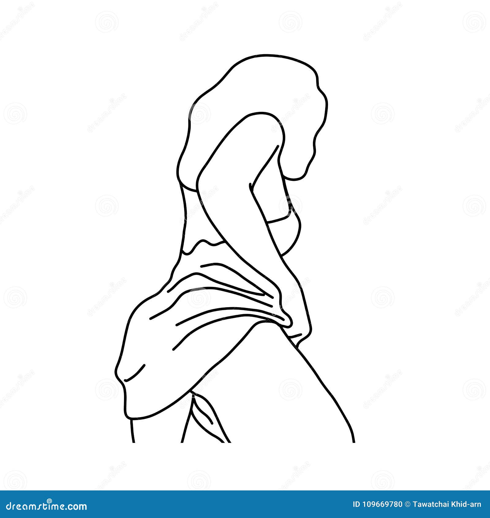 Woman Standing from Back View Vector Illustration Sketch Ha Stock ...