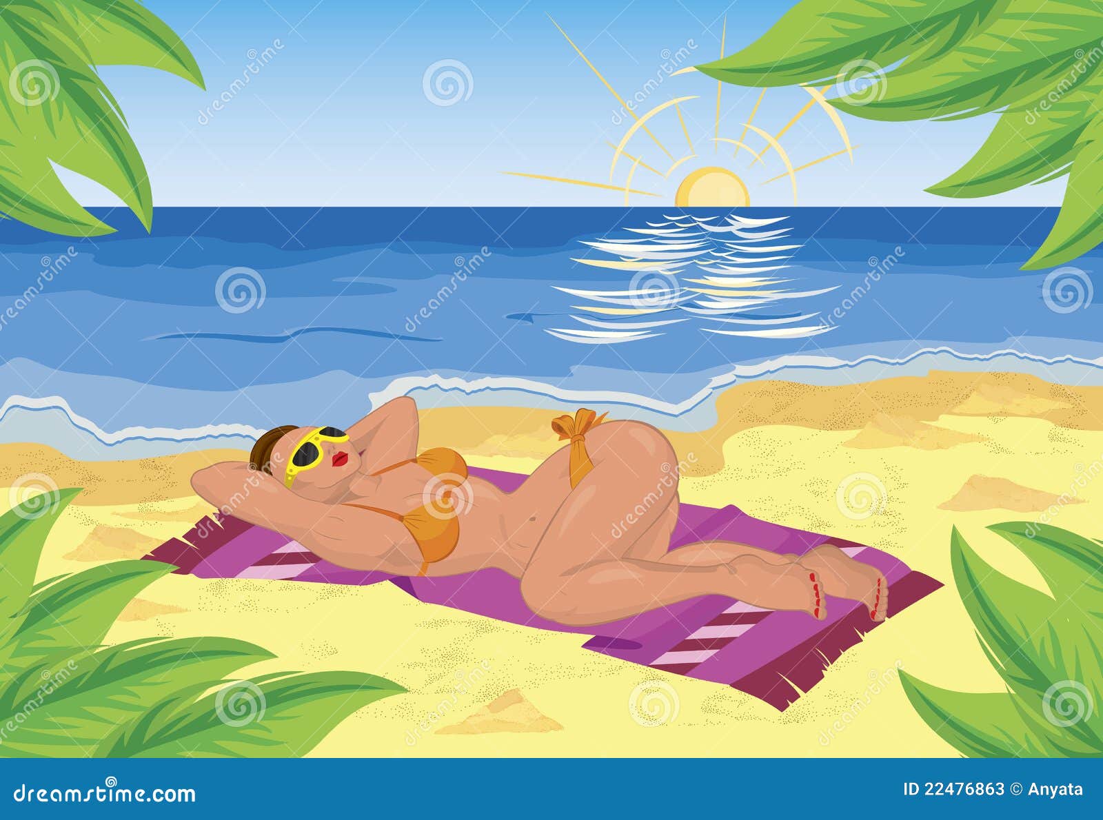 Woman Sunbathing in the Morning Stock Vector Illustration of sunbath