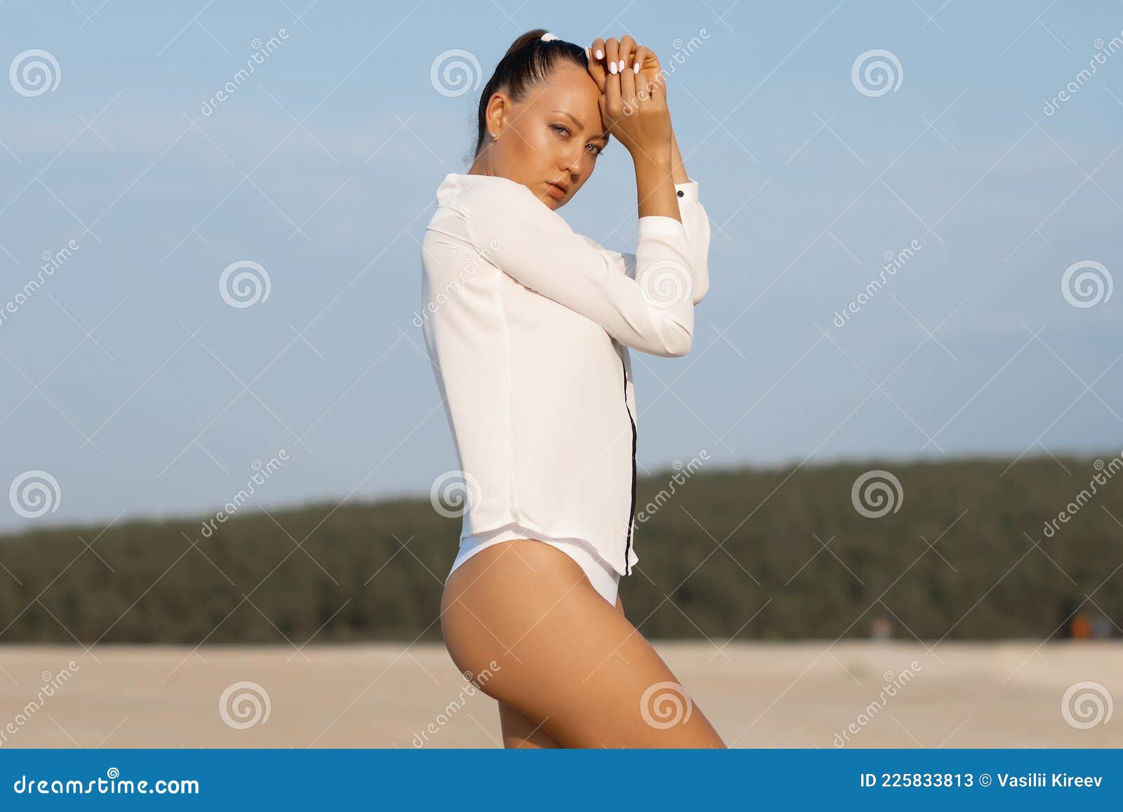 Woman Taking Off Top On Beach Stock Image Image Of Nude Desire