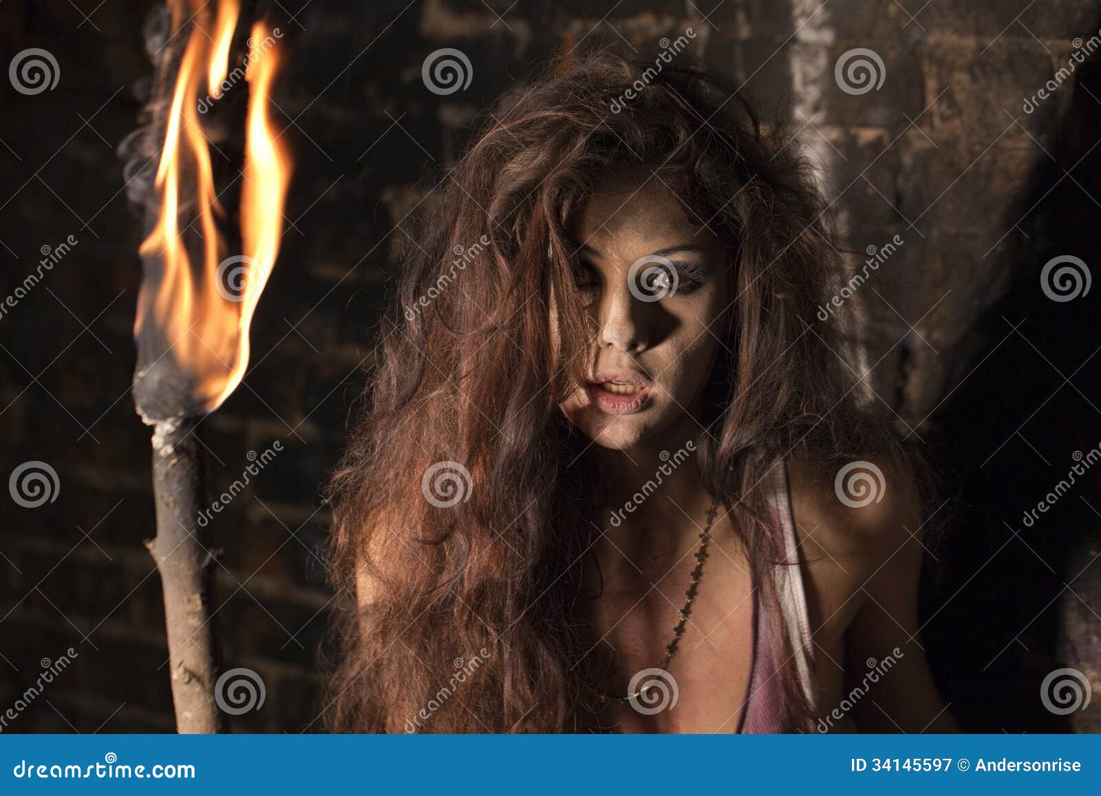 Woman with torch in hand stock image. Image of female 34145597