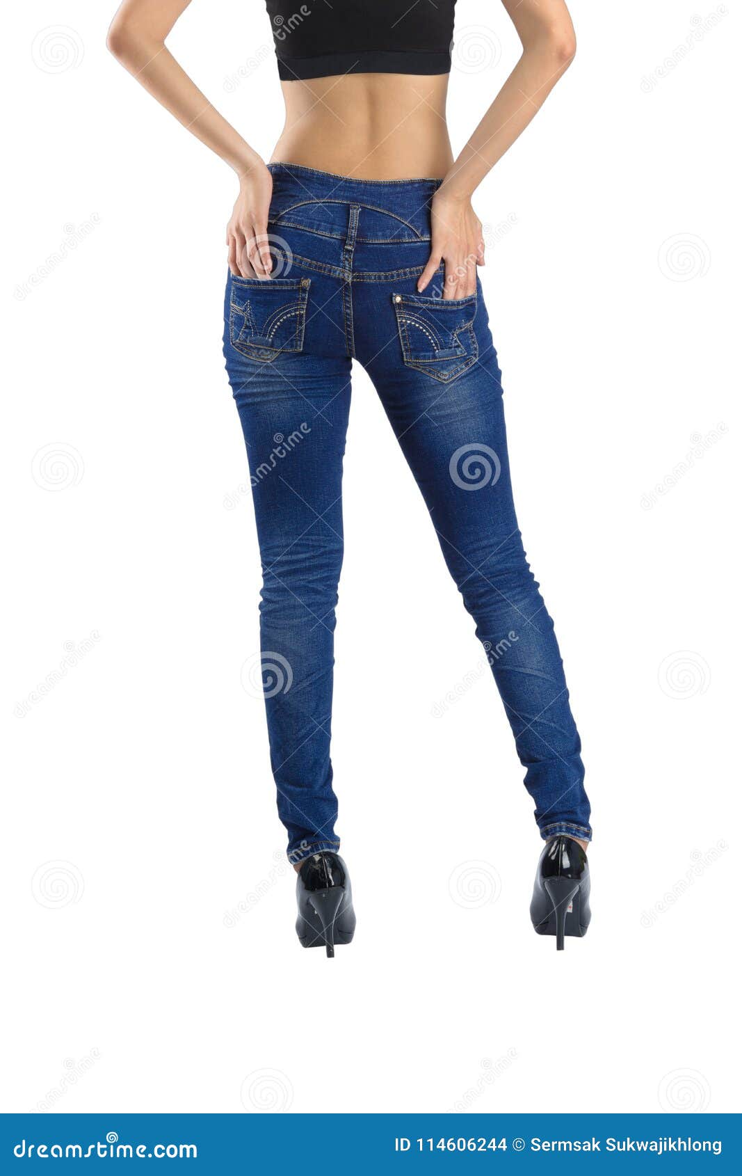 Woman is Wearing Blue Jeans. Stock Photo - Image of healthy, lady ...