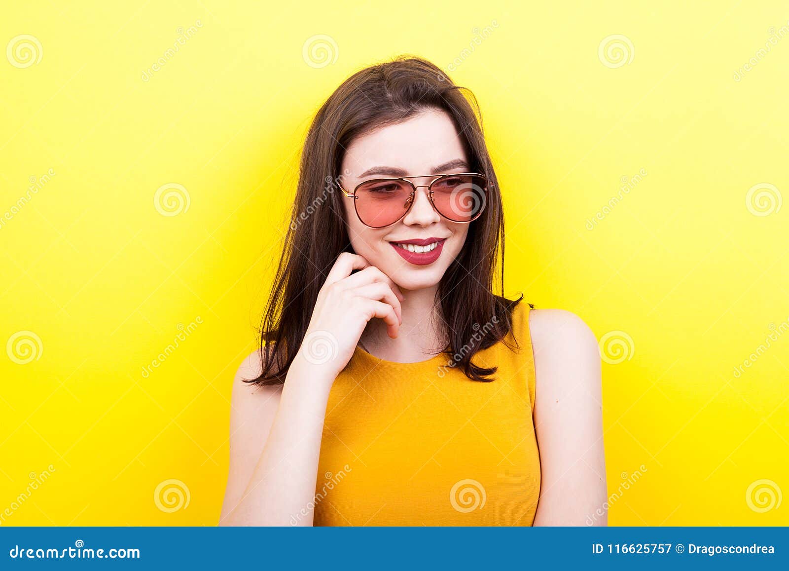 Woman wearing sunglasses stock image. Image of bright - 116625757