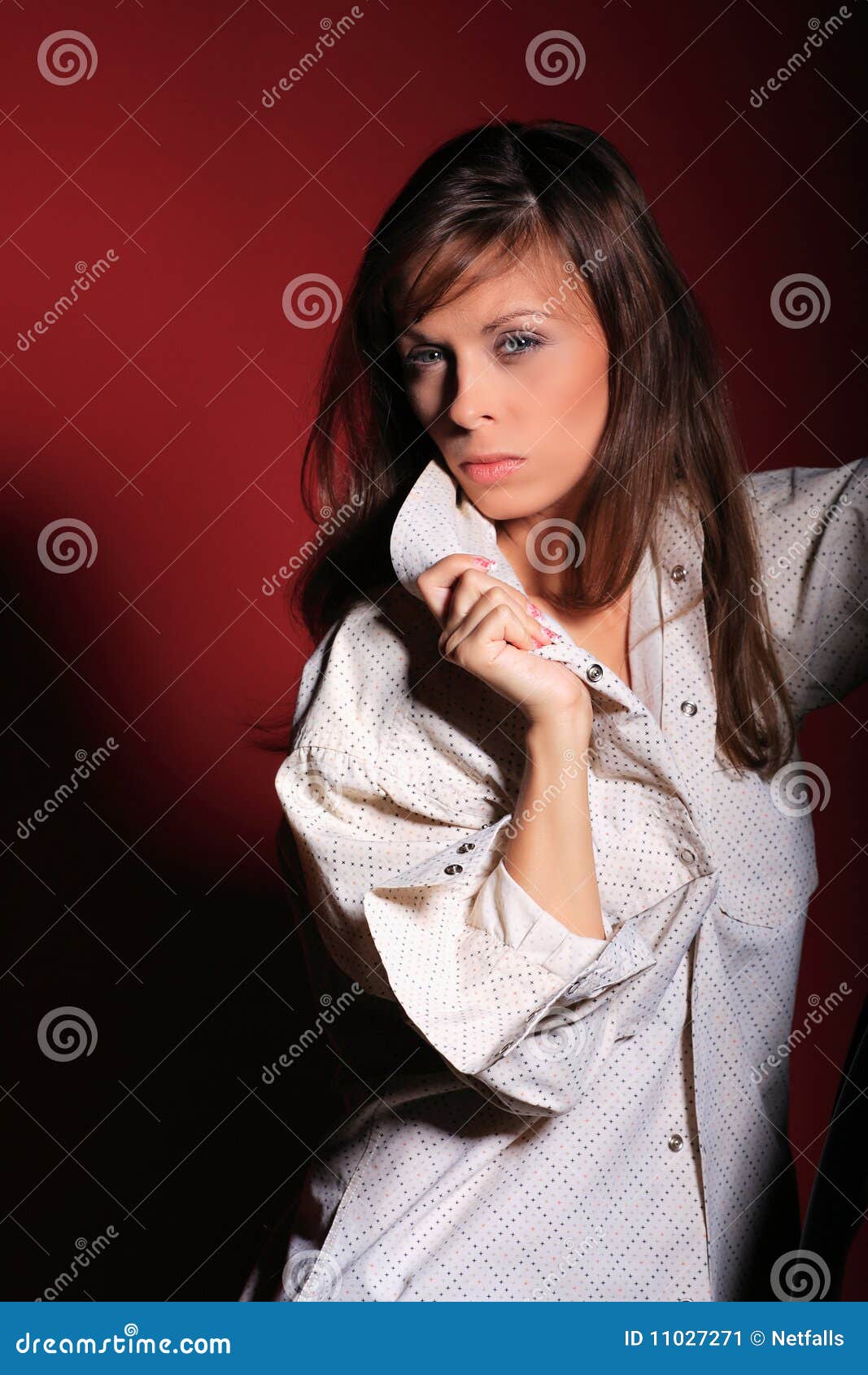 Women red background stock image. Image of clothing, lonely - 11027271