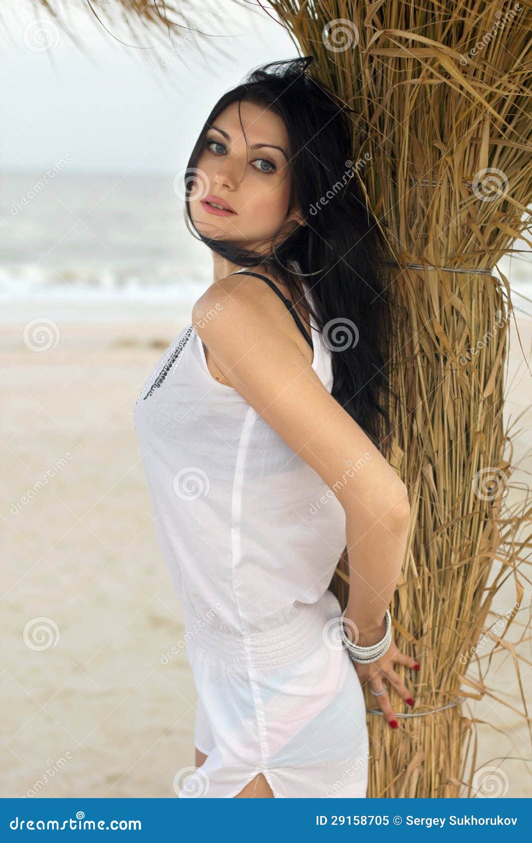 Young brunette on a beach stock image. Image of girl - 29158705