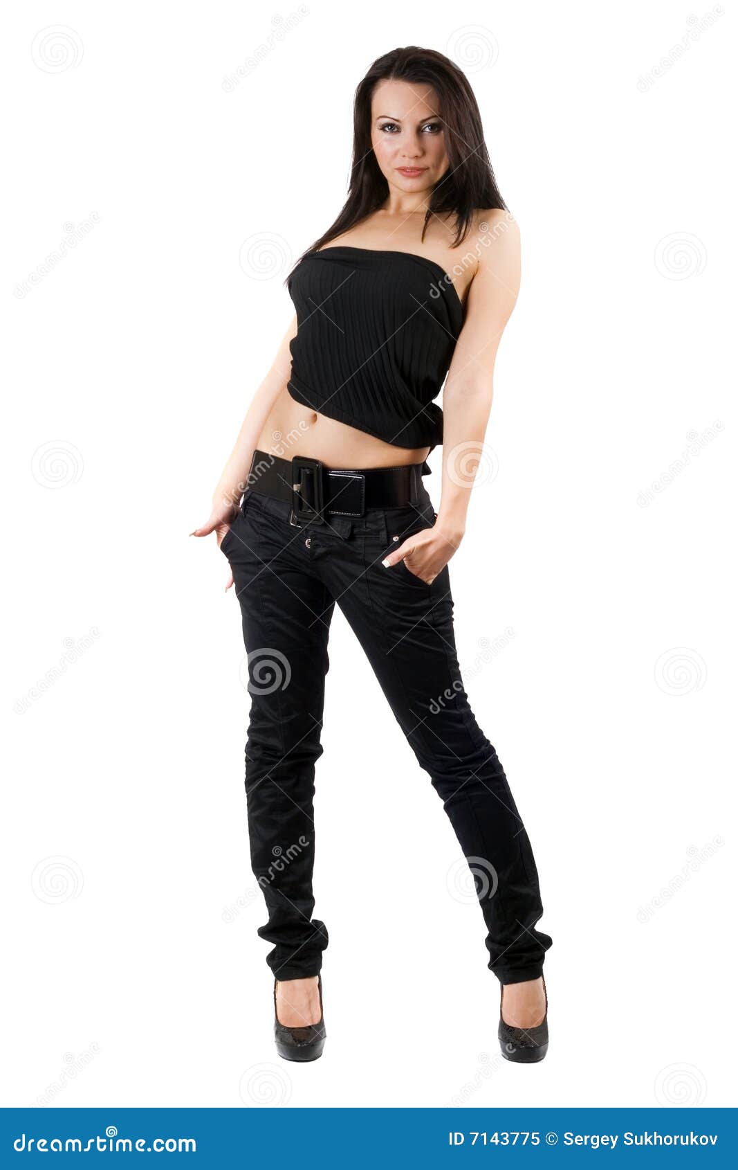 The Young Woman in a Black Jeans Stock Image - Image of caucasian ...