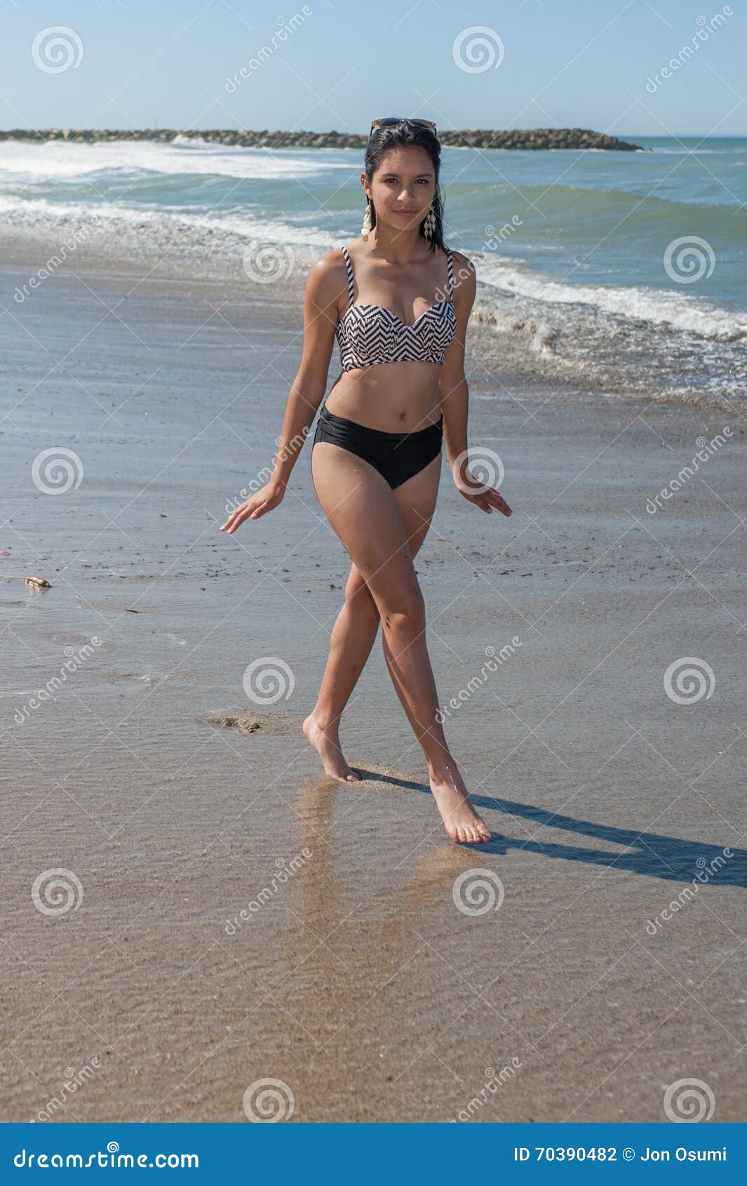 Young Woman Walking in Bathing Suit Stock Photo - Image of