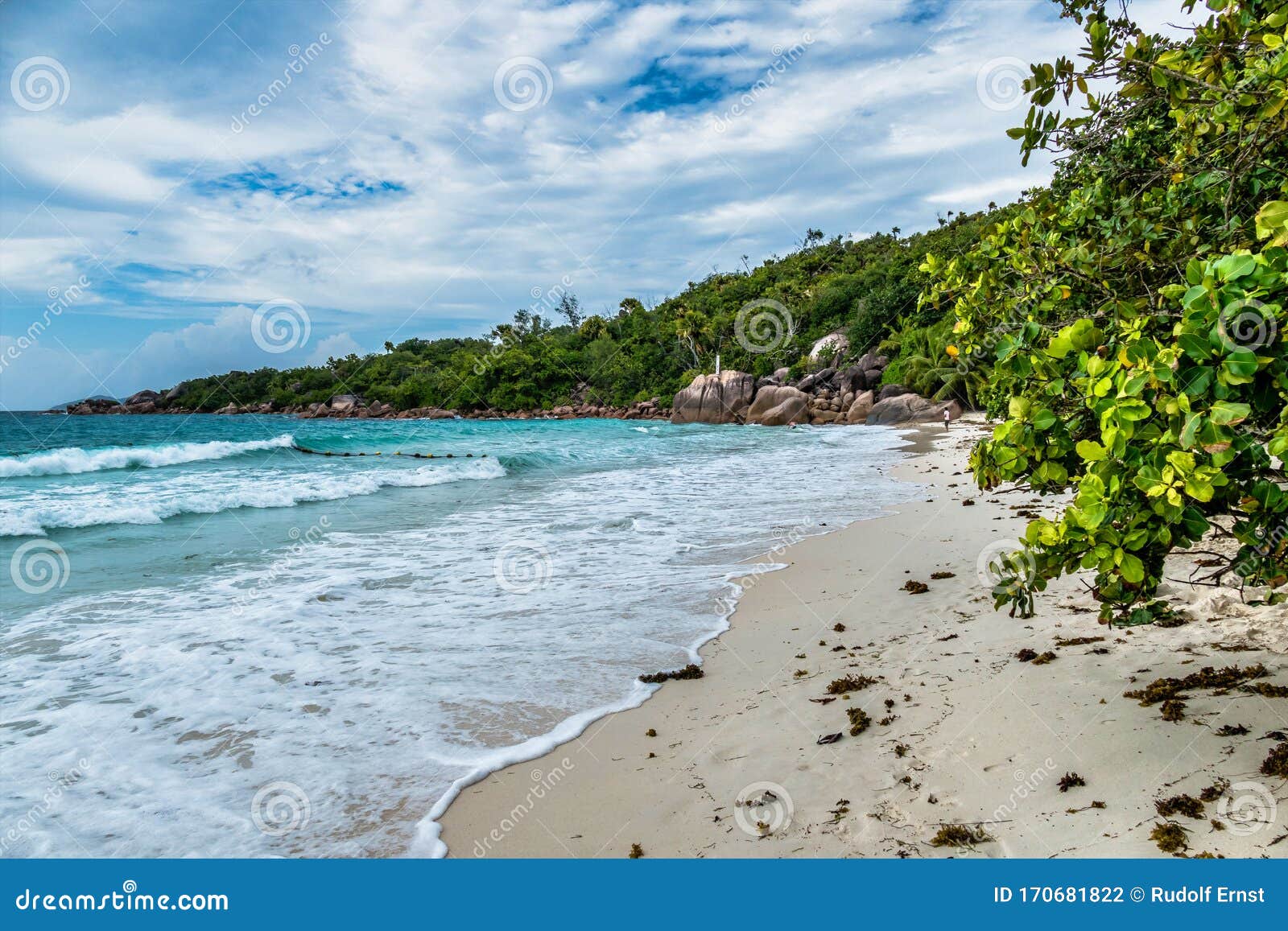 Seychelles Tropical Beach Anse Lazio At Praslin Island Stock Photo