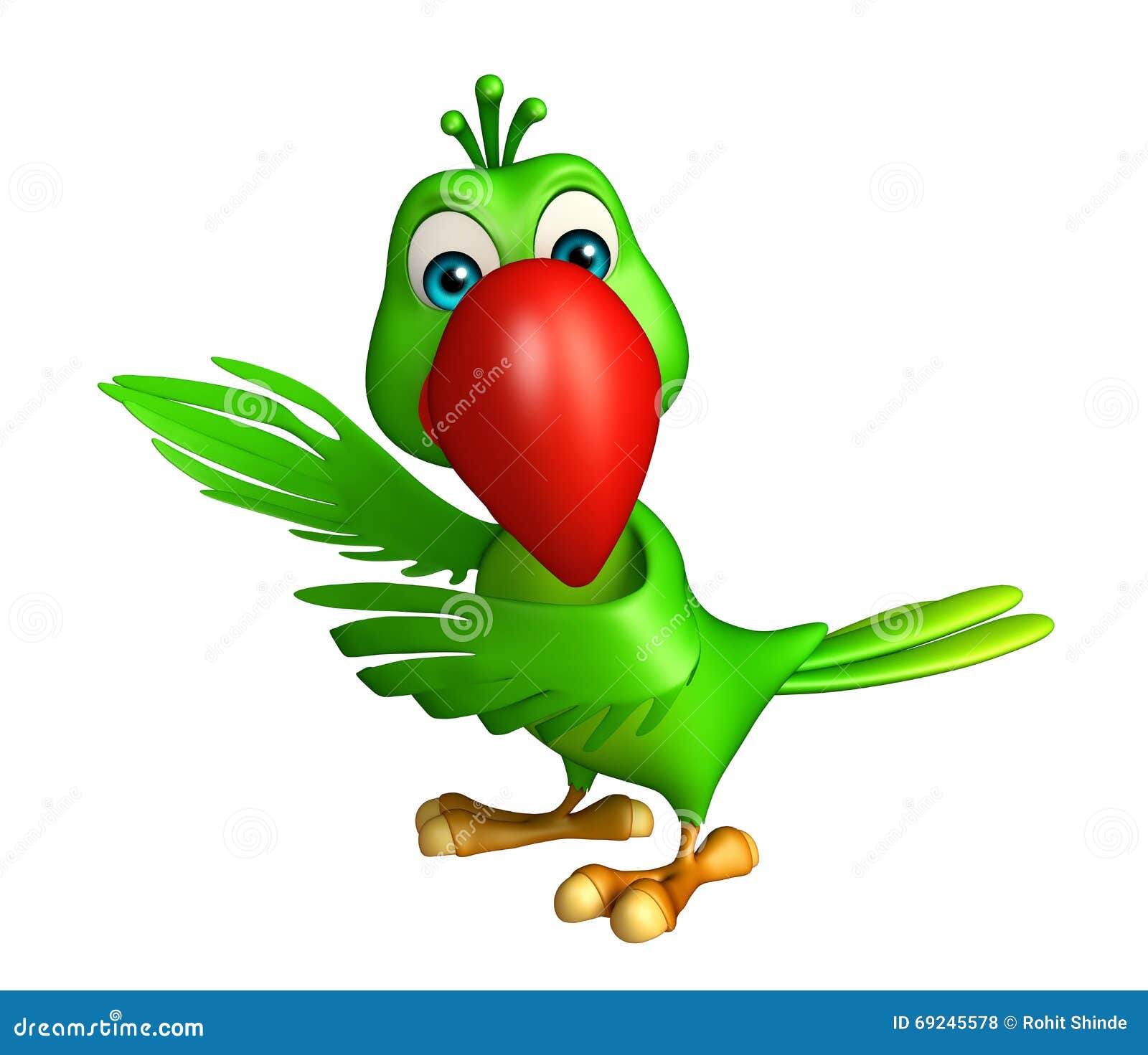 Señalar El Personaje De Dibujos Animados Del Loro Stock de ilustración