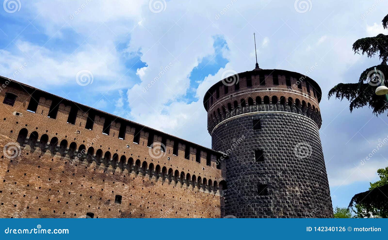 sforza castle building, ancient italian architecture, european tower sightseeing