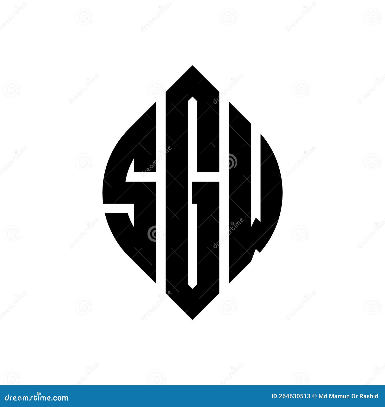 sgw circle letter logo  with circle and ellipse . sgw ellipse letters with typographic style. the three initials form a