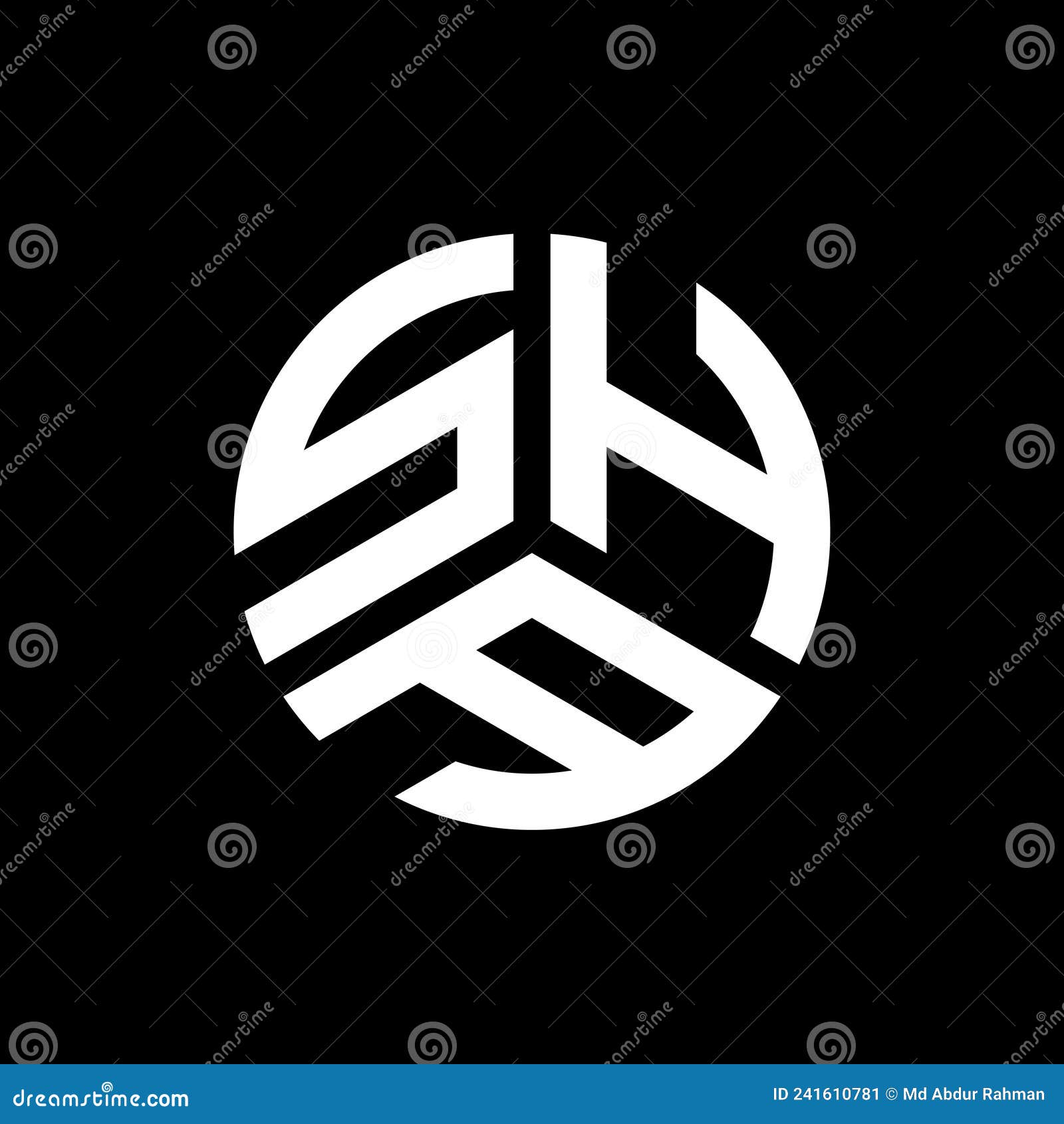 SHA Letter Logo Design on Black Background. SHA Creative Initials ...