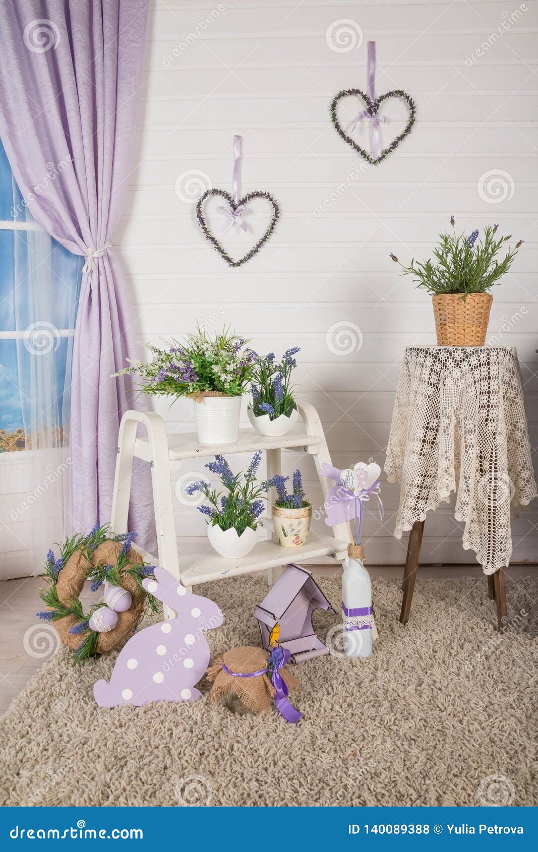 Shabby Chic Interior Decor For Farmhouse Lavende Plant And