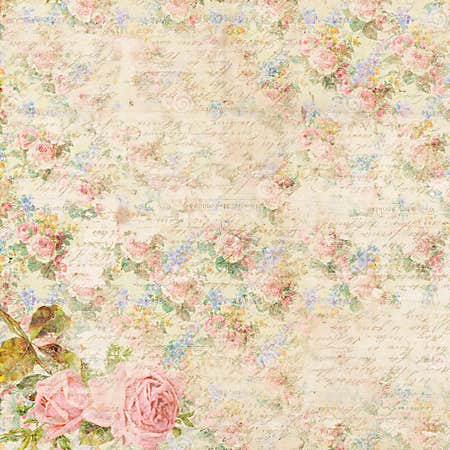 Shabby Chic Vintage Flower Background with Antique Handwriting Script ...